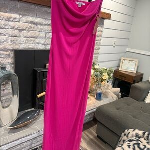 Haute Monde Fuchsia Cowl-Neck Maxi Dress